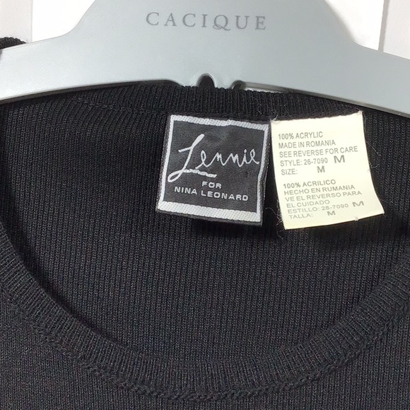 LENNIE Black Knit Short Sleeve Scoop Neck Knee Length - Picture 2 of 7